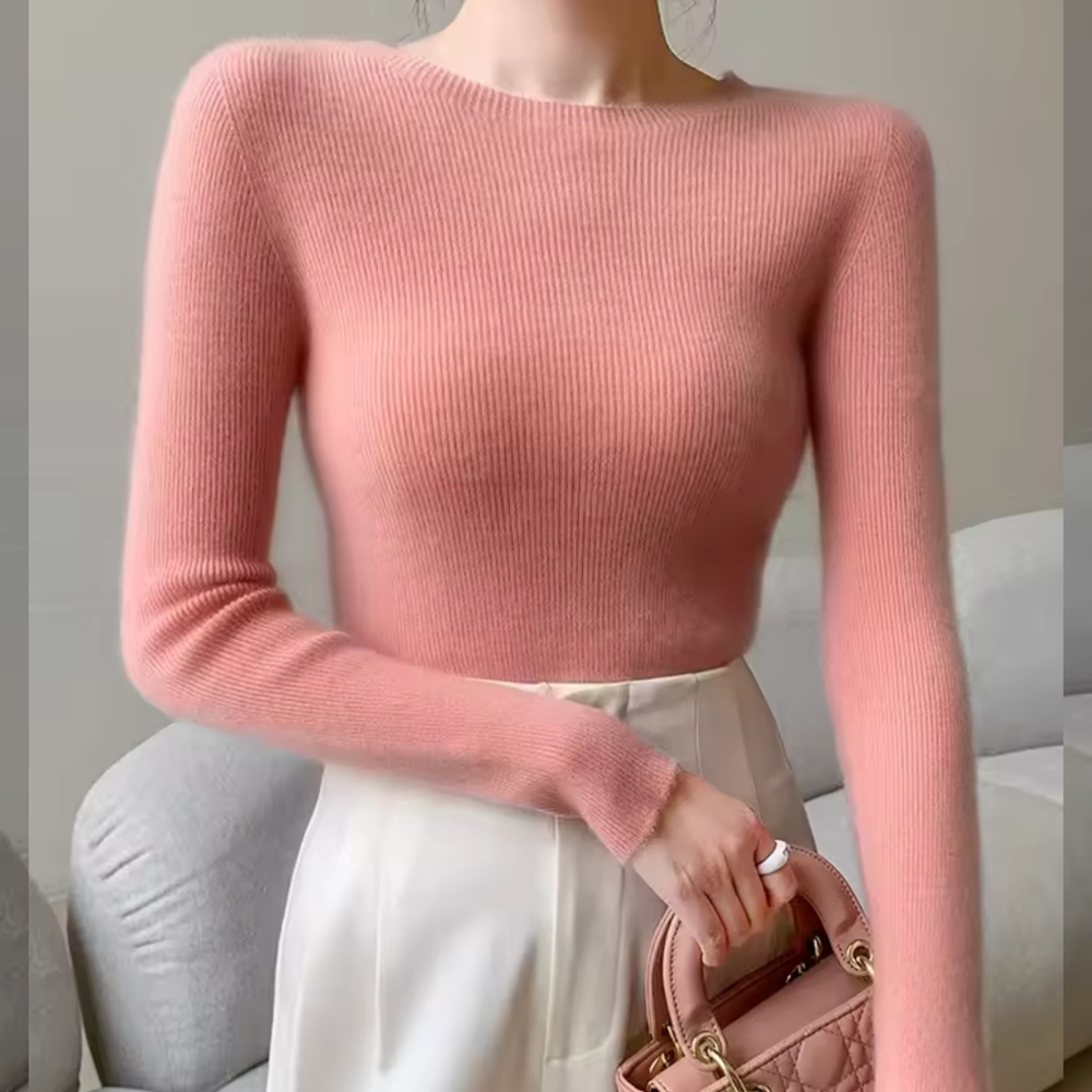100% Merino Wool Knitwear Basic Bottom Sweater - Picture 1 of 8